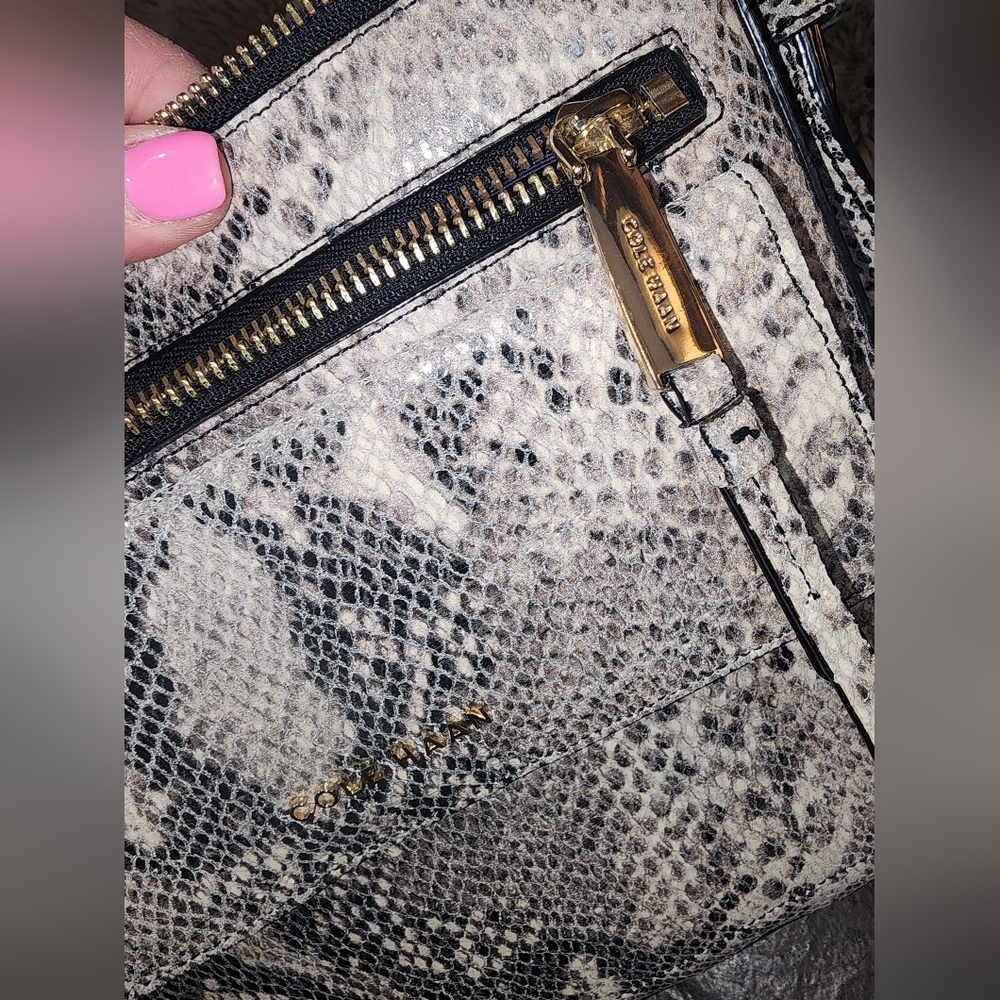 Cole Haan Snake Skin Print Leather Crossbody Purse - Picture 9 of 14
